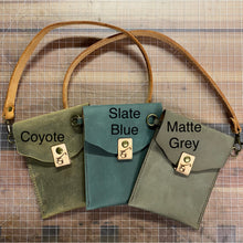 Load image into Gallery viewer, Mini Crossbody Purse - matte grey color with natural accents