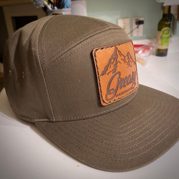 Ranger hat - 7 panel leather patch hat